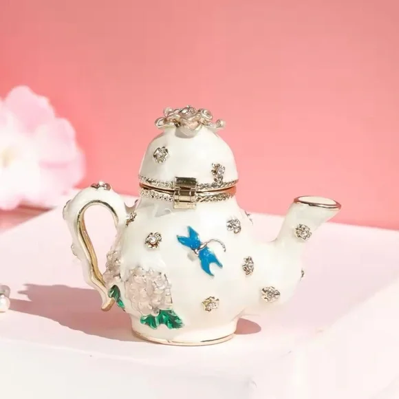 Tea pot jewelry box, vase jewelry box, cloisonne tea pot decoration, home decor